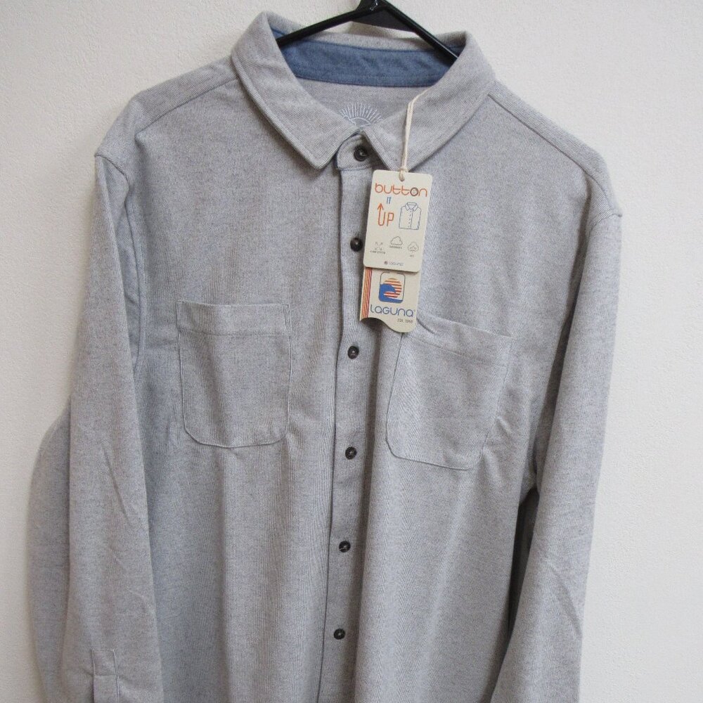 NWT Laguna Button It Up Soft Gray Long Sleeve Shirt Jacket Shacket XL‎